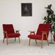 Pair of red armchairs by Jaroslav Smidek for Ton (Thonet) 60s