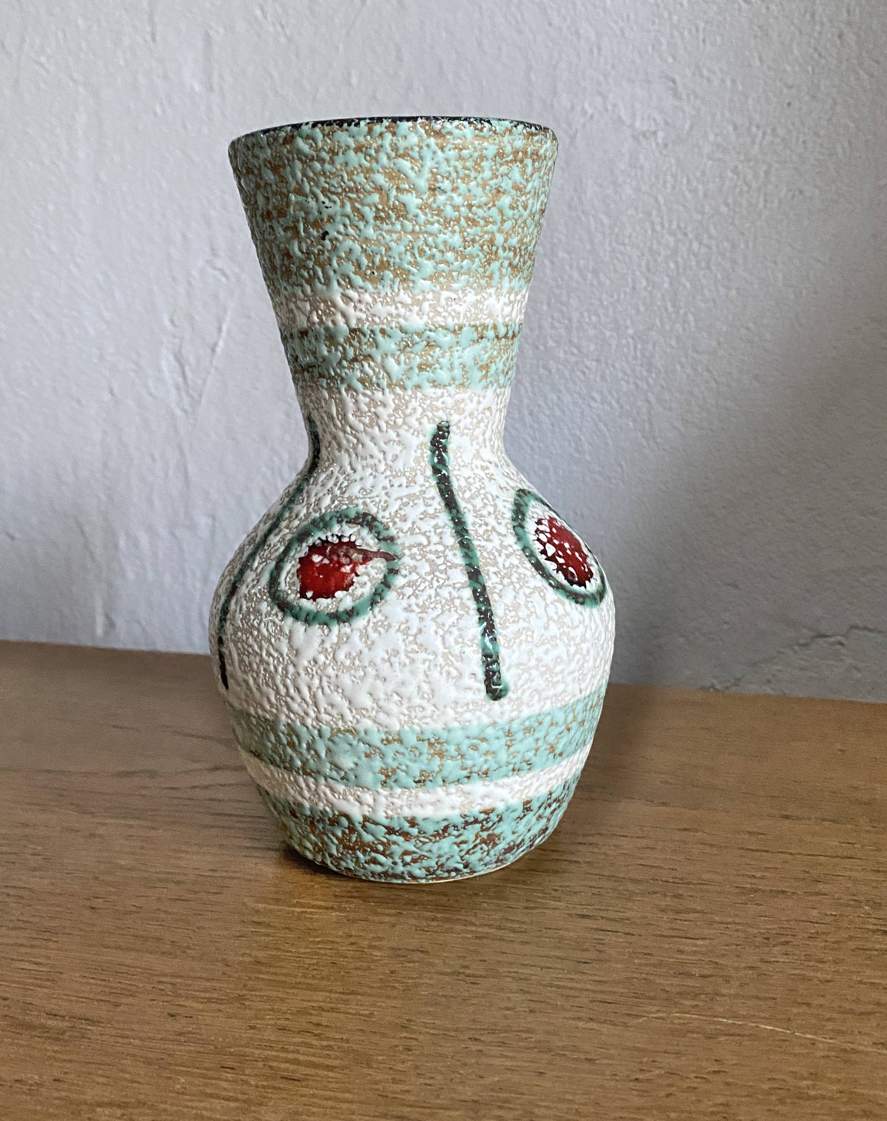 Vintage W Germany white lava celadon green vase 1970 - perfect condition