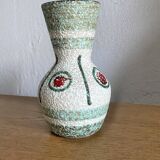 Vintage W Germany white lava celadon green vase 1970 - perfect condition