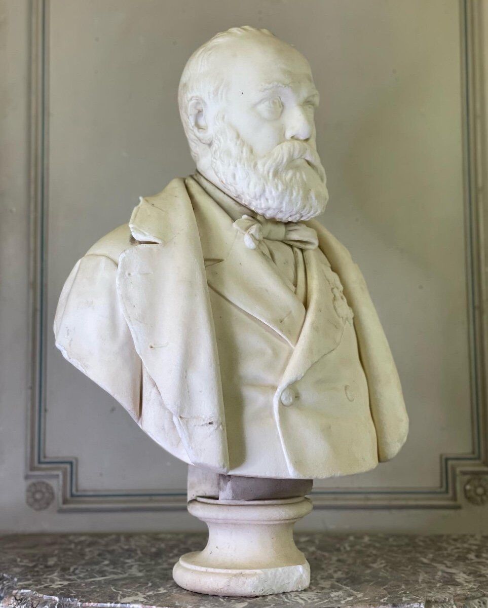 Buste en marbre de Carrare signé et daté Argenti Giosue 1886