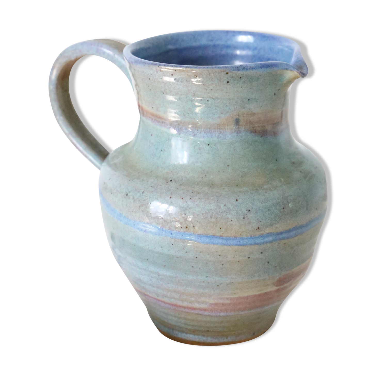 Glazed earth jug, artisanal pottery, rustic, vintage french