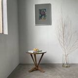 Art deco mirror pedestal table in walnut 1930