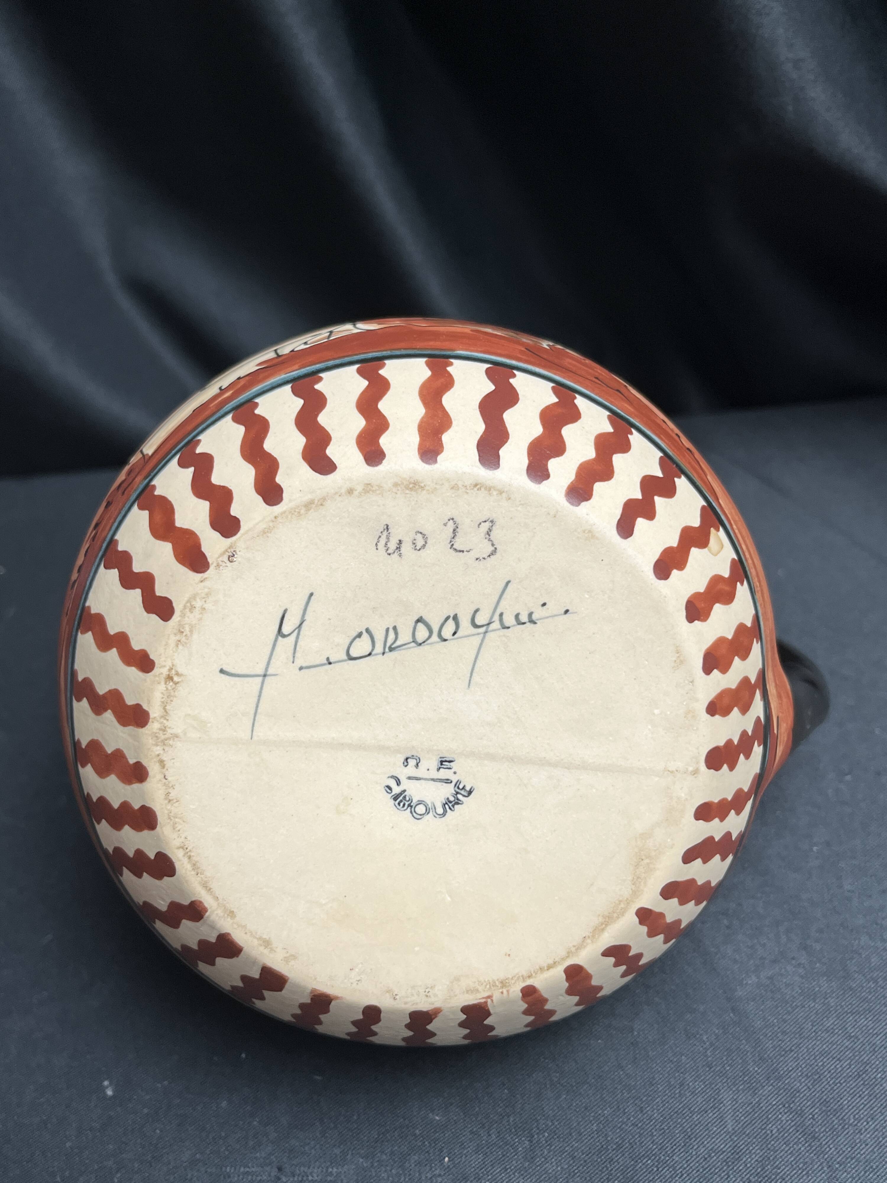 Ciboure pot-bellied pitcher signed Monique Ordoqui circa 1970