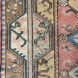 Old Turkish Milas Rug 212x122 cm old vintage carpet Ushak Region Pink Beige Blue
