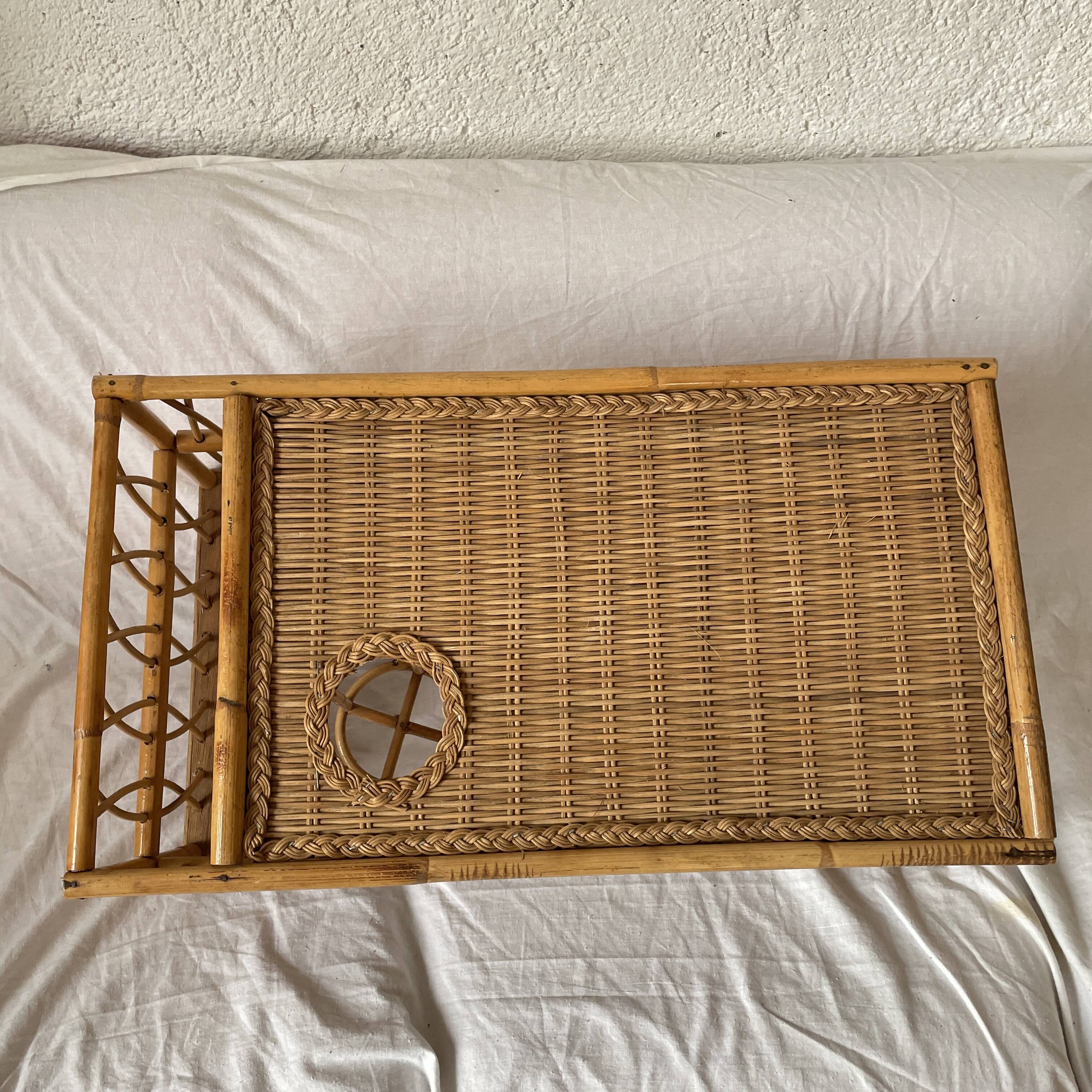 vintage rattan bed meal tray or coffee table design 1960 60