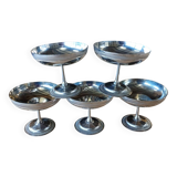 5 antique stainless steel ice cream cups
