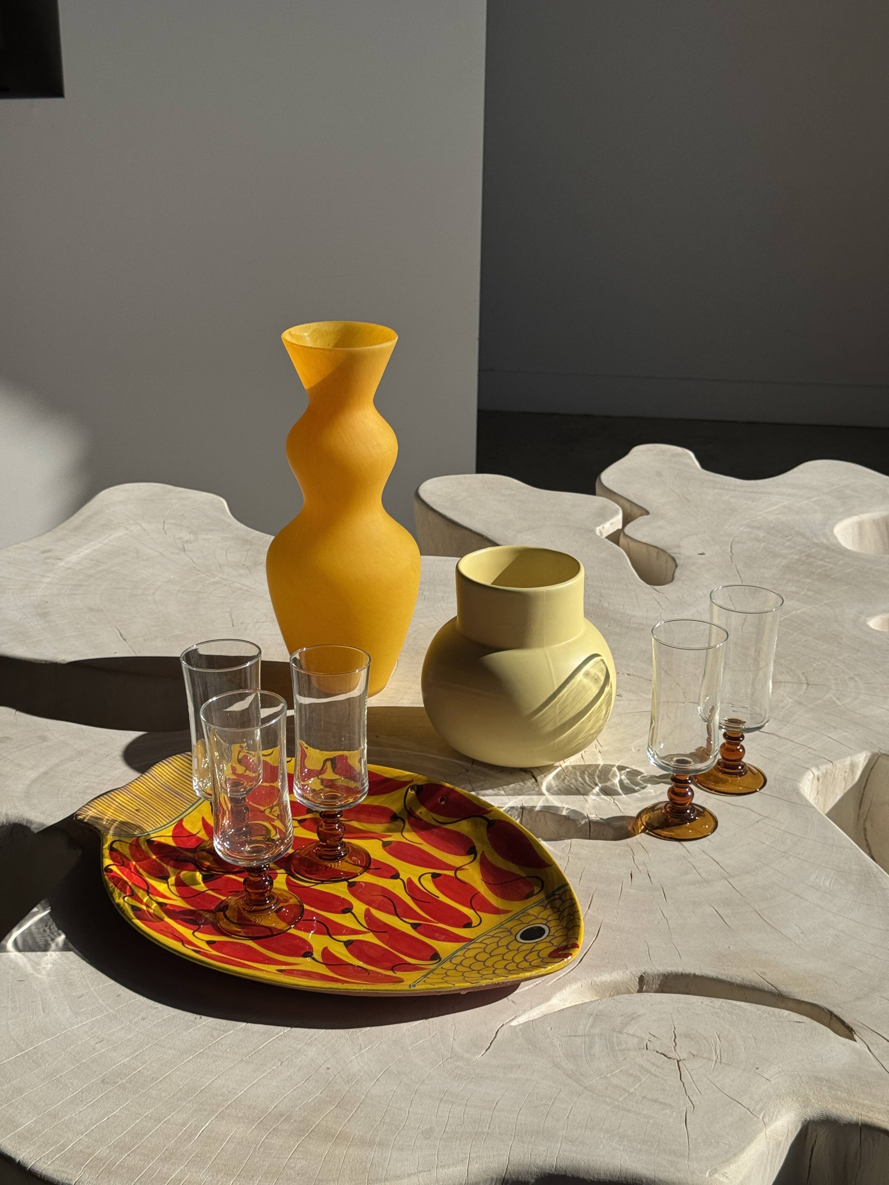 Small light yellow ball vase