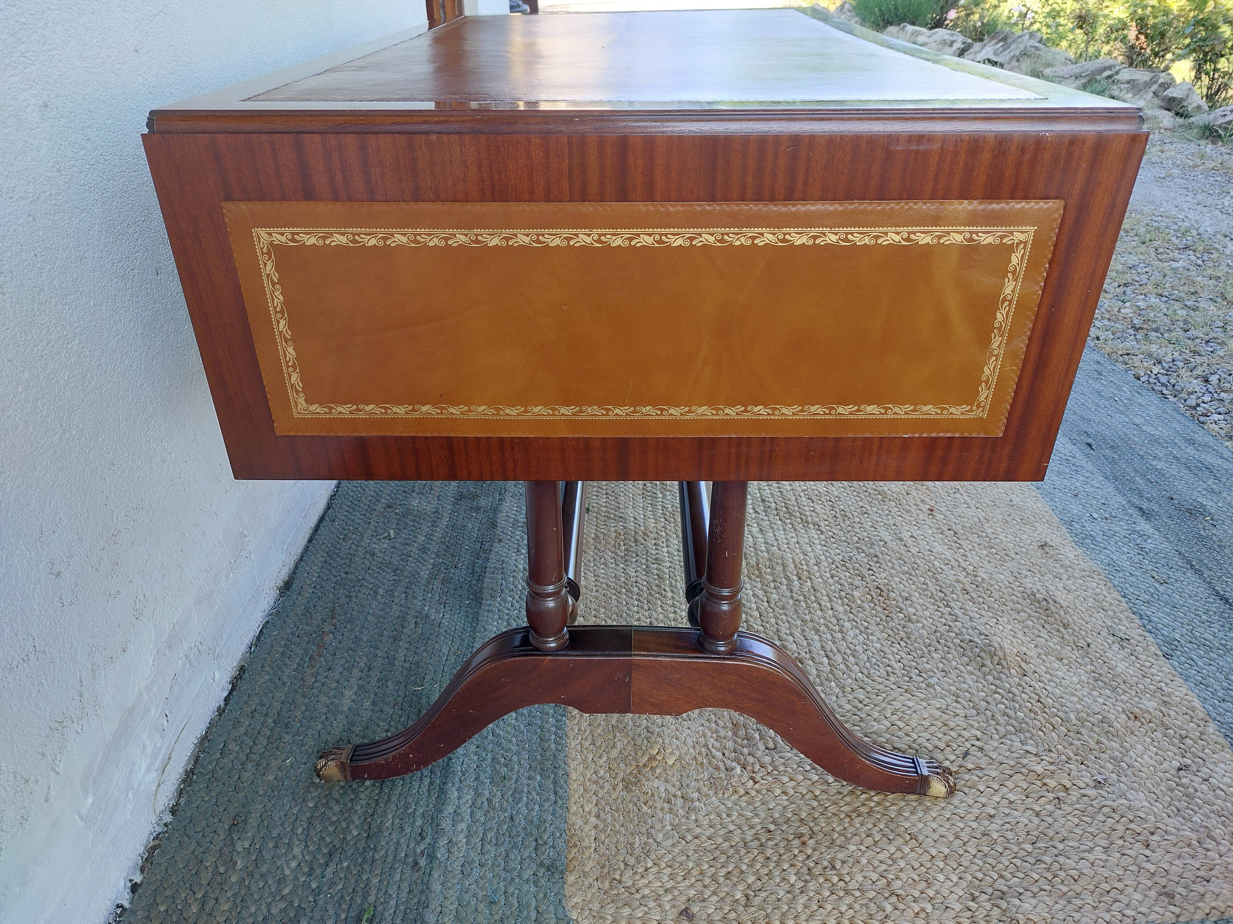 English desk and lyre chair, leather, extensions.