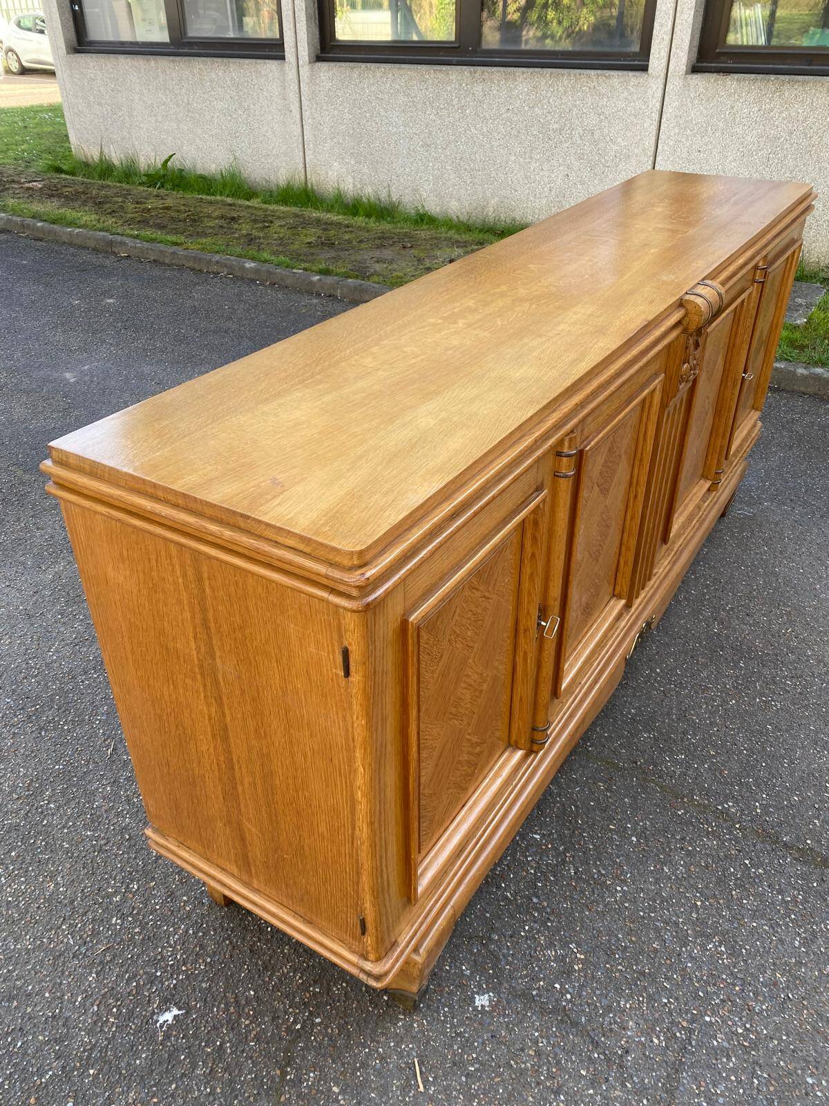 Buffet enfilade vintage art déco en marqueterie et bois massif 4 portes