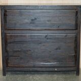 Antique polychrome Tibetan altar cabinet with deer and flowers.