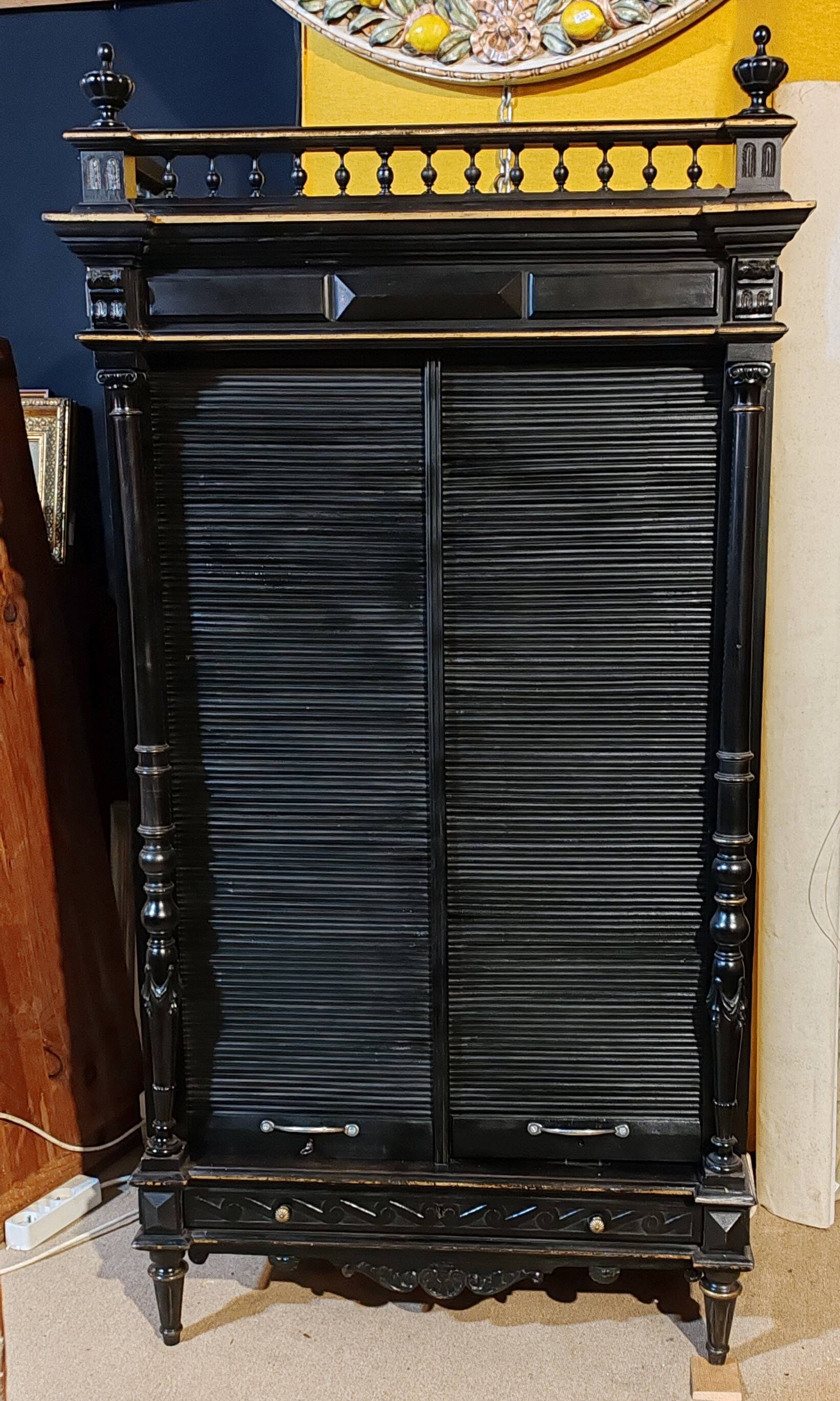 Curtained cabinet, late 19th century.