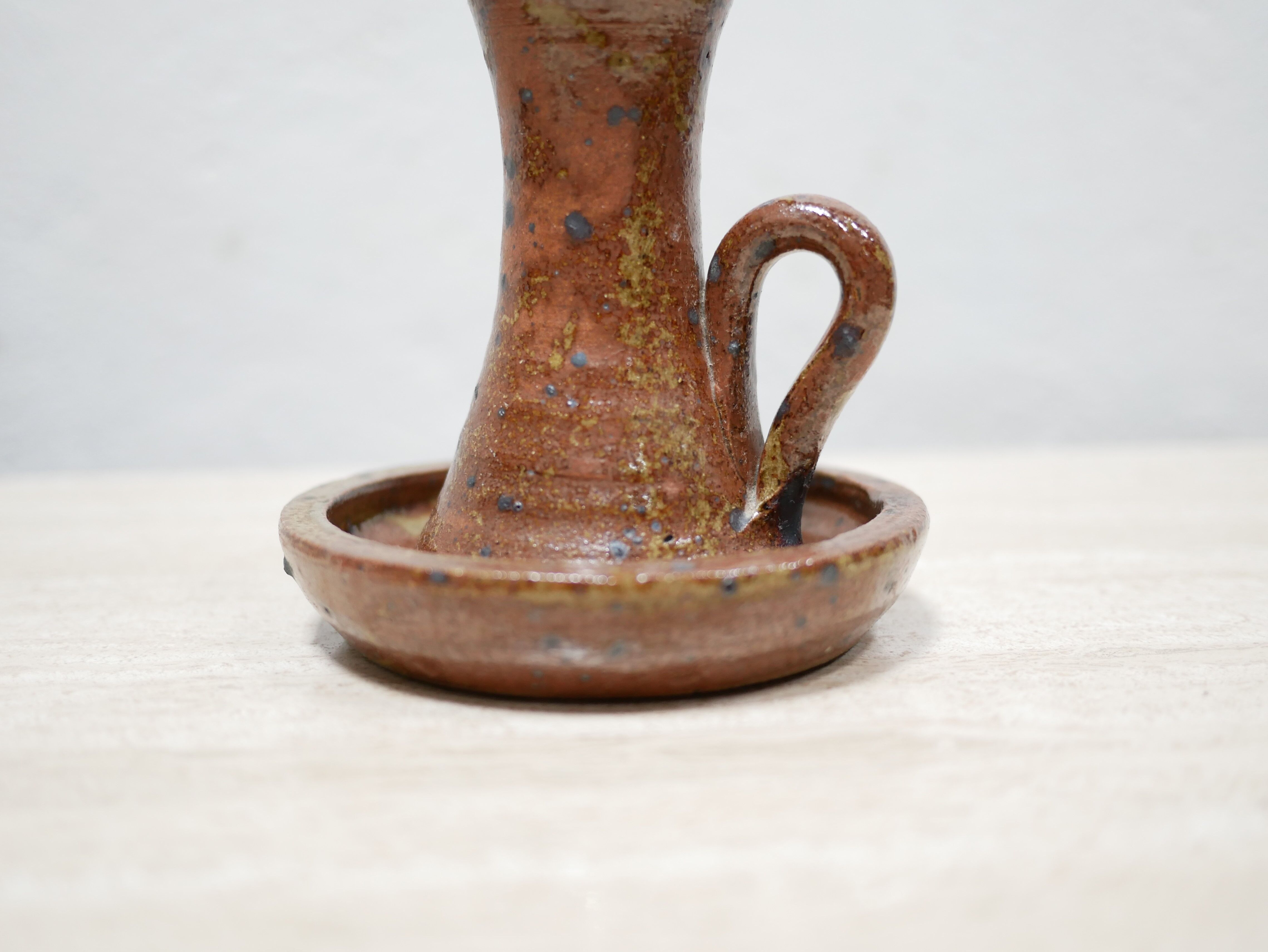 Vintage candle holder in pyrite stoneware