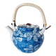 Handcrafted Japanese porcelain teapot hand painted in blue and white.
