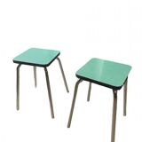 Set of green Formica stools 27 x 44