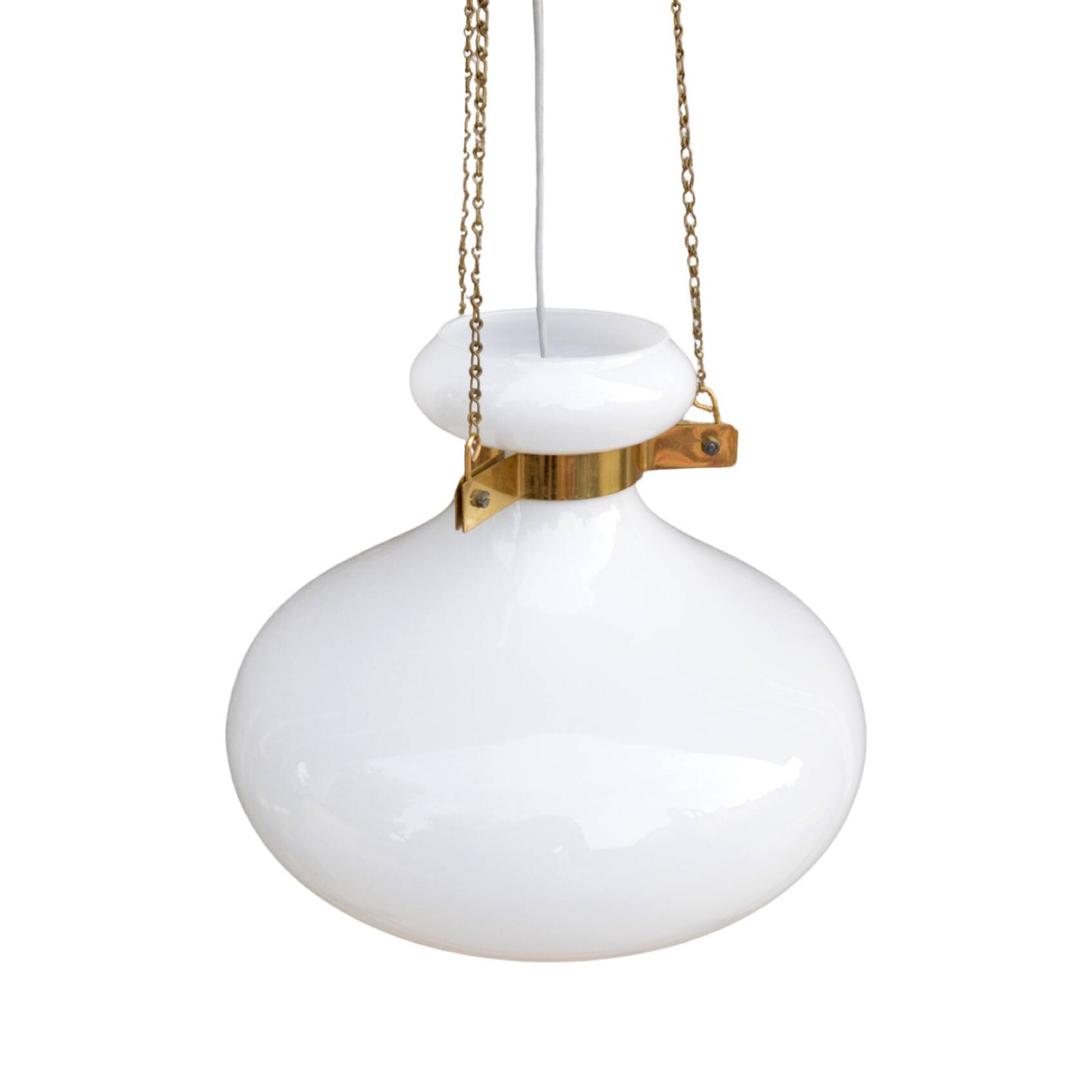 White, modernist chandelier Kamenický Šenov, Czechoslovakia, 1960s.