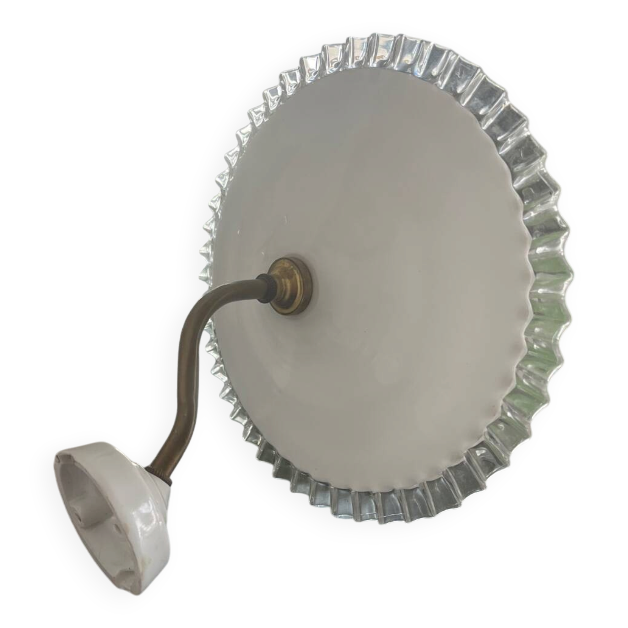 Antique white opaline wall light with a swan neck.