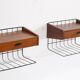 Pair of vintage Scandinavian hanging bedside tables 1960