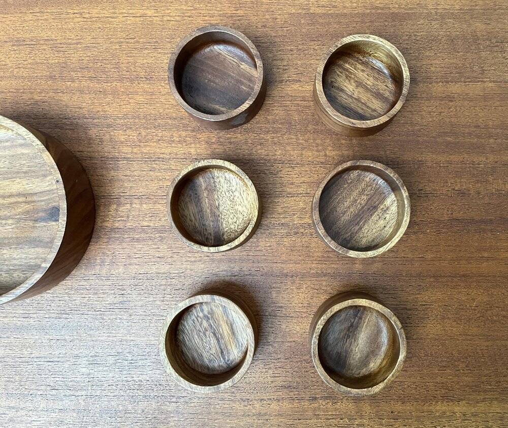 Ensemble de 7 bols vintage en teck scandinave