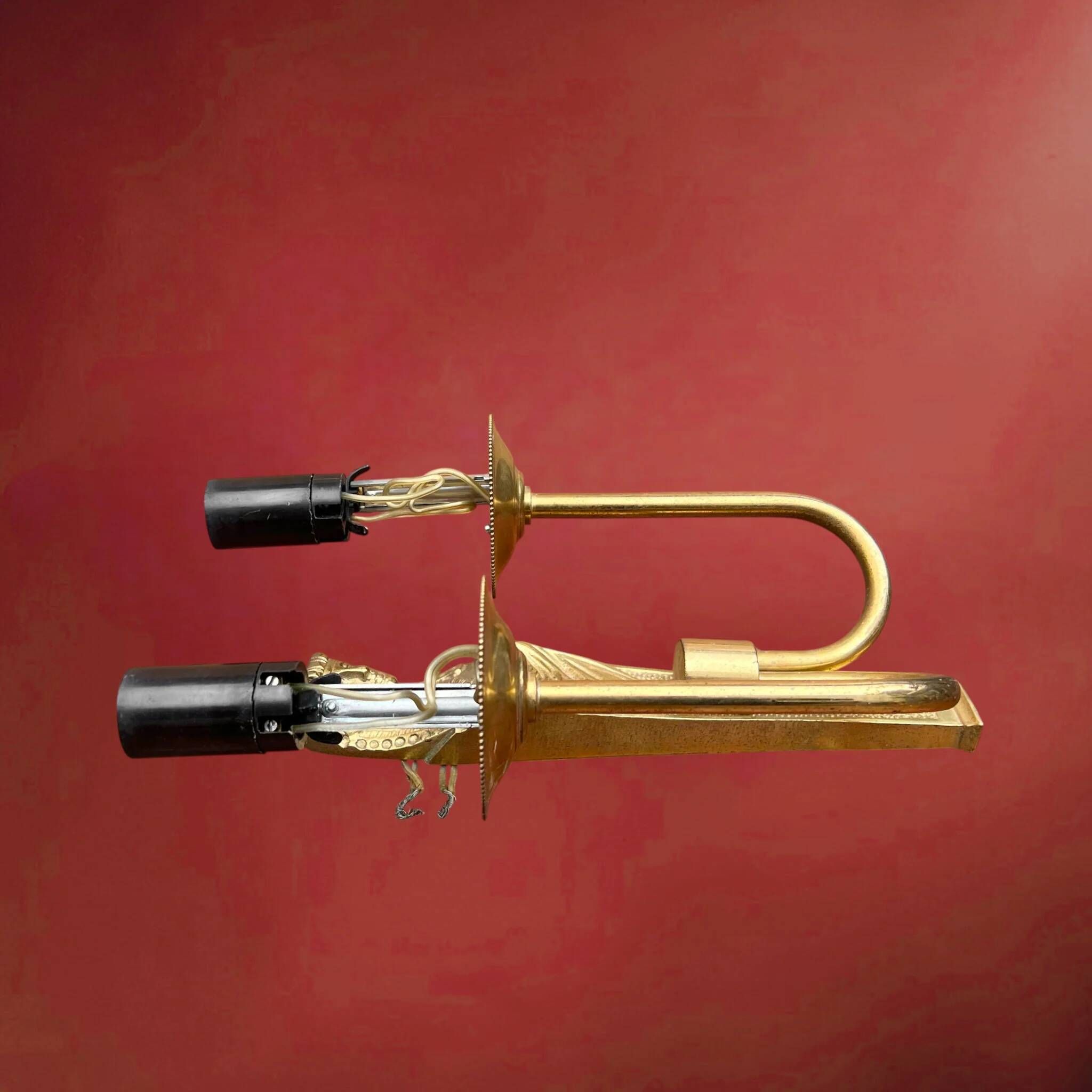 Pair of gilt brass wall lights in Empire style, Egyptian revival – 1940s-50s