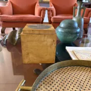 Tommaso Barbi, Mid-century burl ice bucket, TB Italy, ca. 1970
