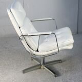 Armchair "Space Age"". Steel and imitation leather. Swivel. France, 70s