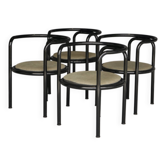 Set of 4 black 'Locus Solus' chairs by Gae Aulenti for Poltronova, 1960s