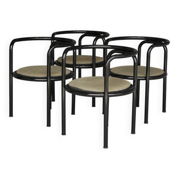 Set of 4 black 'Locus Solus' chairs by Gae Aulenti for Poltronova, 1960s