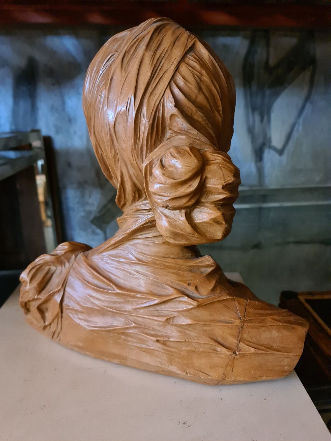 Terracotta bust of a woman