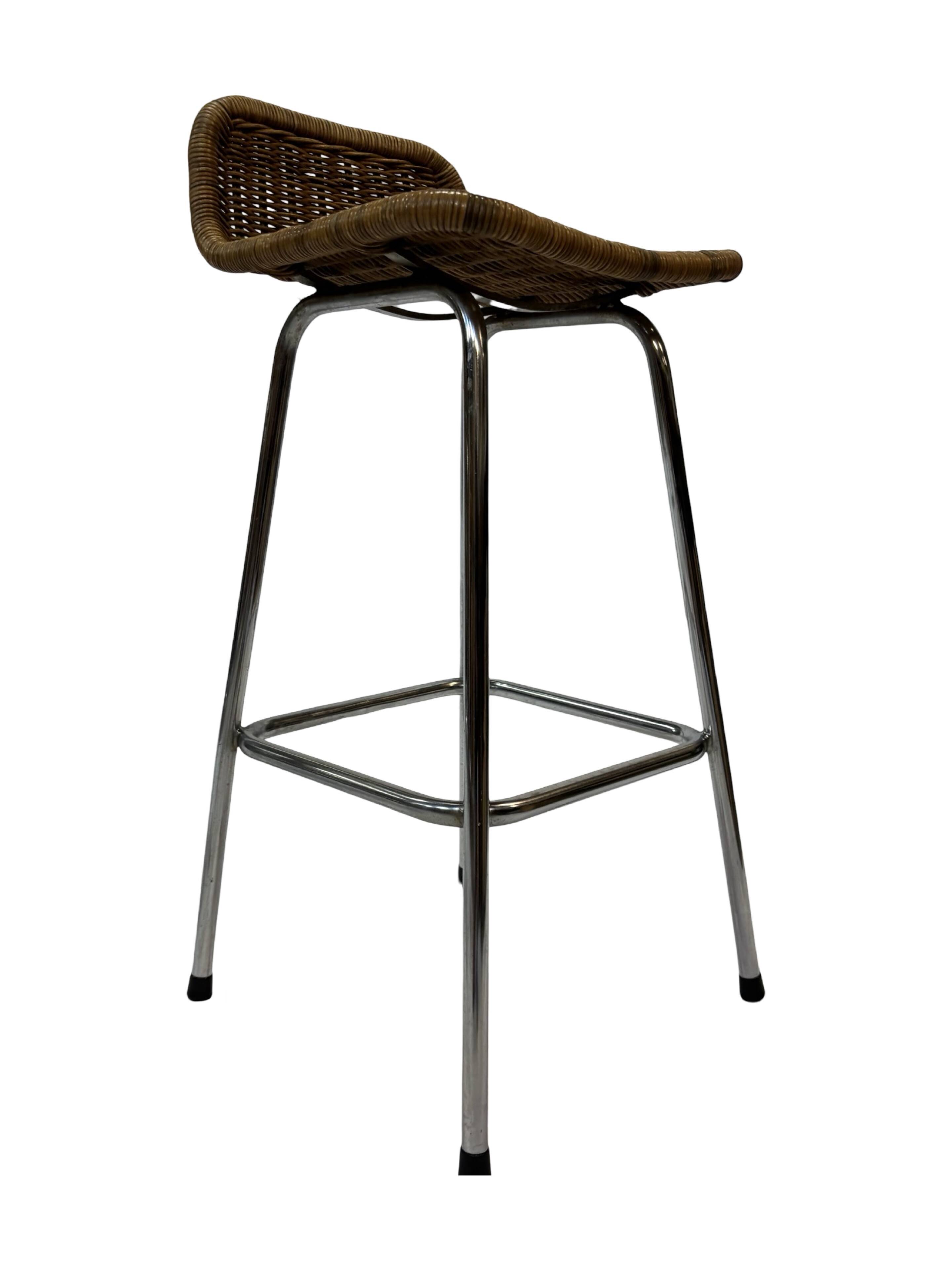 Set of 4 vintage bar stools Dirk van Sliedregt Rohe Noordwolde 1960's