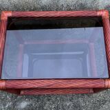 Maugrion bamboo and smoked glass coffee table, for Roche Bobois, 1980s