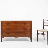 Commode rustique française en chêne massif à 3 tiroirs, vers 1850