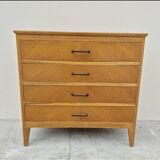 Vintage chest of drawers with compass feet and 4 drawers, 1950s