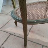 Old oval table with marble top, Louis XVI style