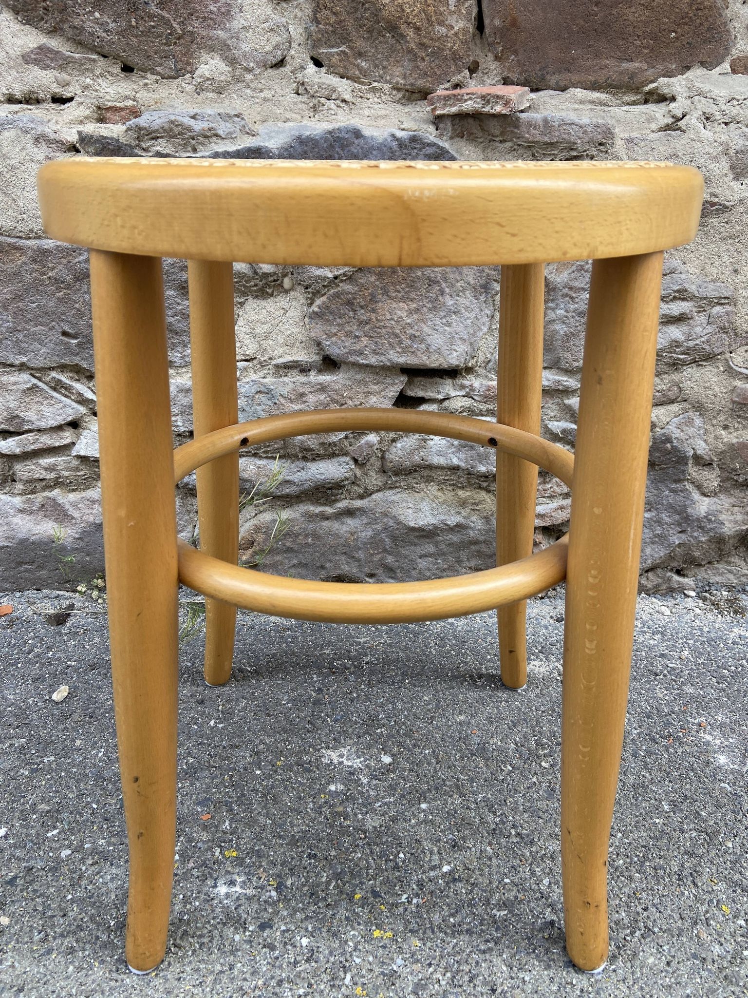 vintage curved wooden stool