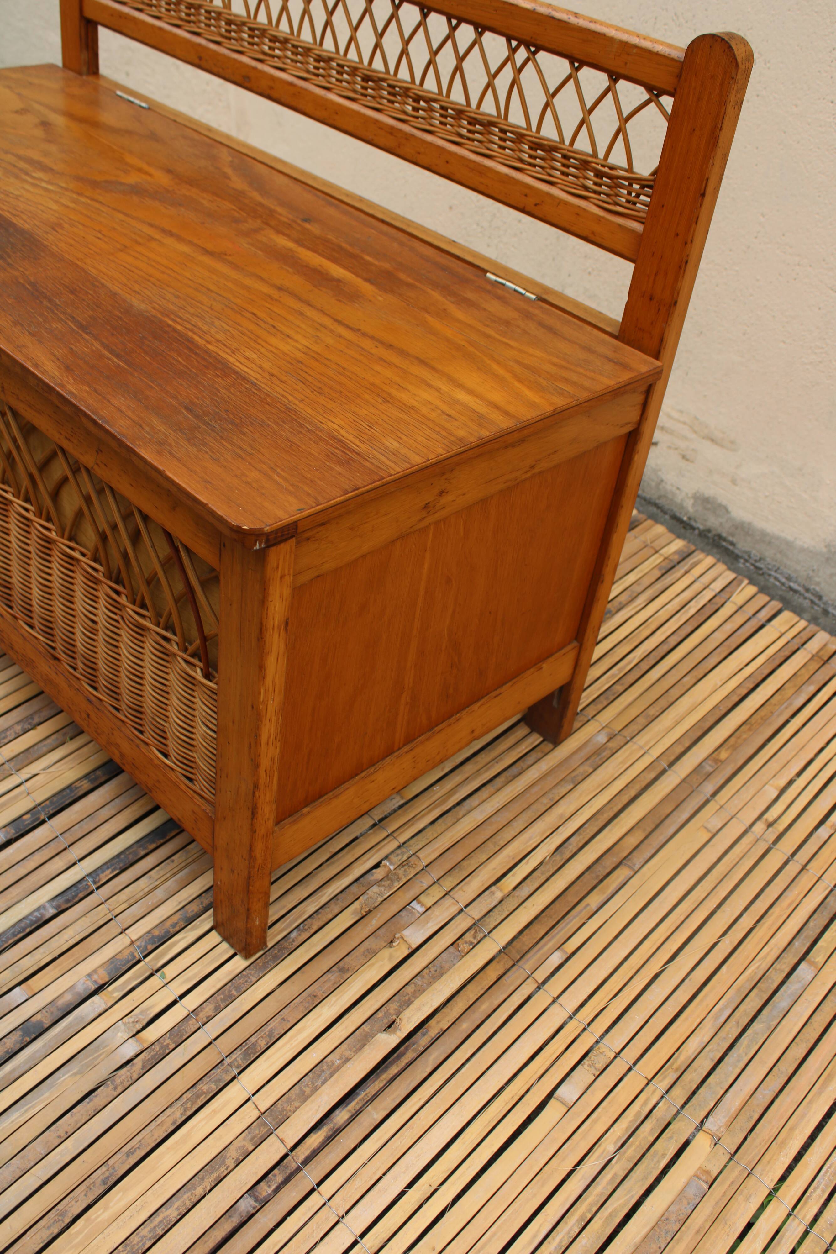 Wooden chest and rattan