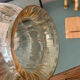 Vintage ribbed amber blown glass pendant - 1970s