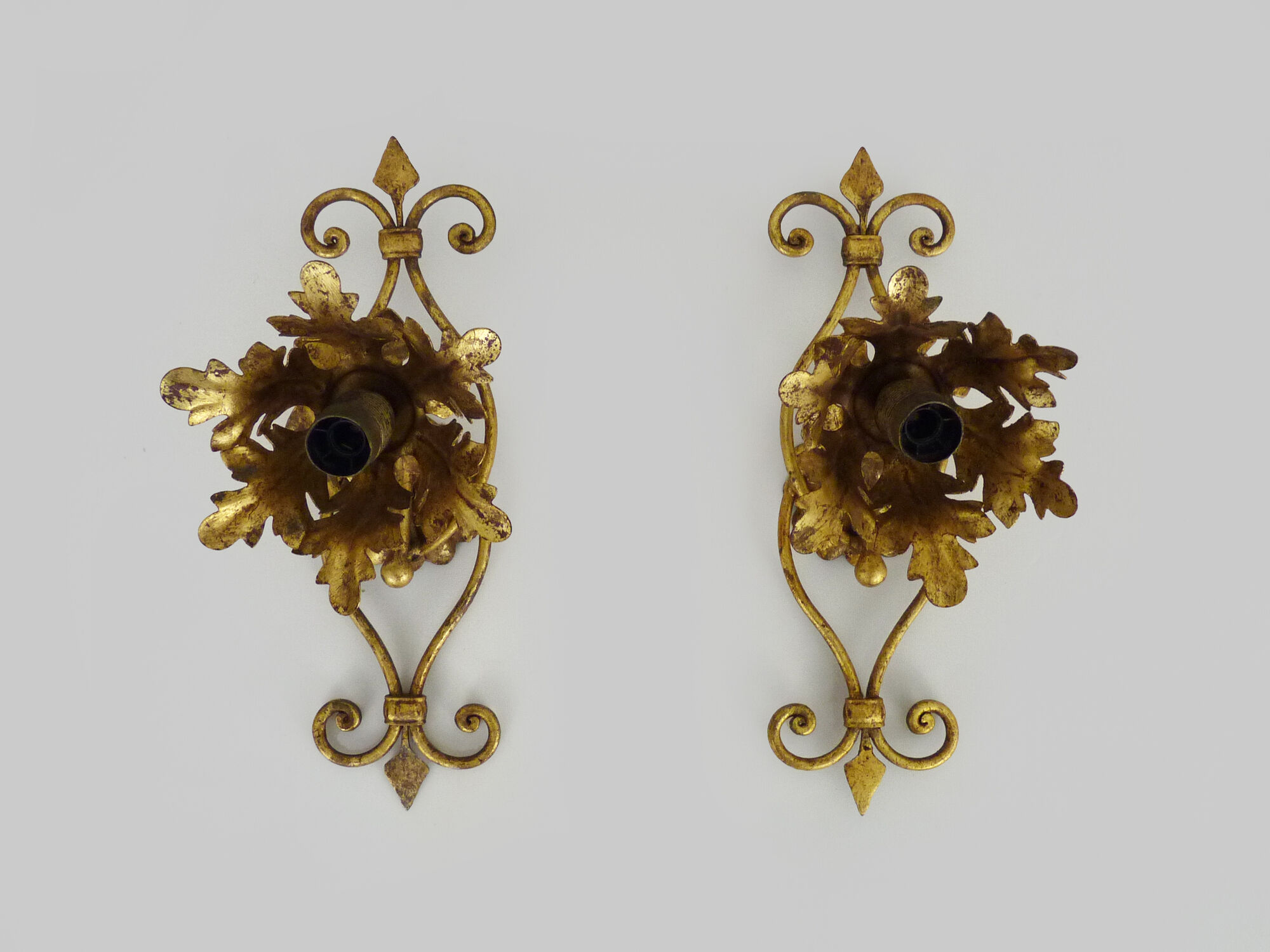 Pair of gilded metal sconces from Banci Firenze, Italy, 1960s