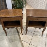 Pair of oak bedside tables with drawer and niche from the 1950s.
