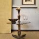 1970s modernist coffee table in smoked glass and metal.