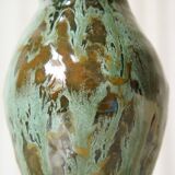 Small clay ceramic vase with glazes signed Sandrine, 2007