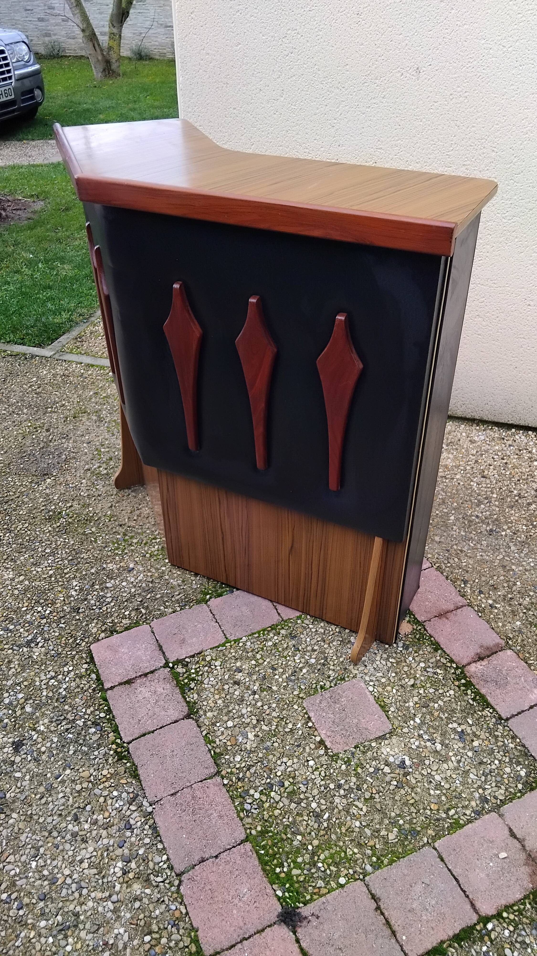 Vintage Scandinavian teak faux formica bar