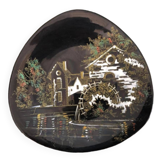 Decorative plate Emaux de Longwy grand feu Le Moulin