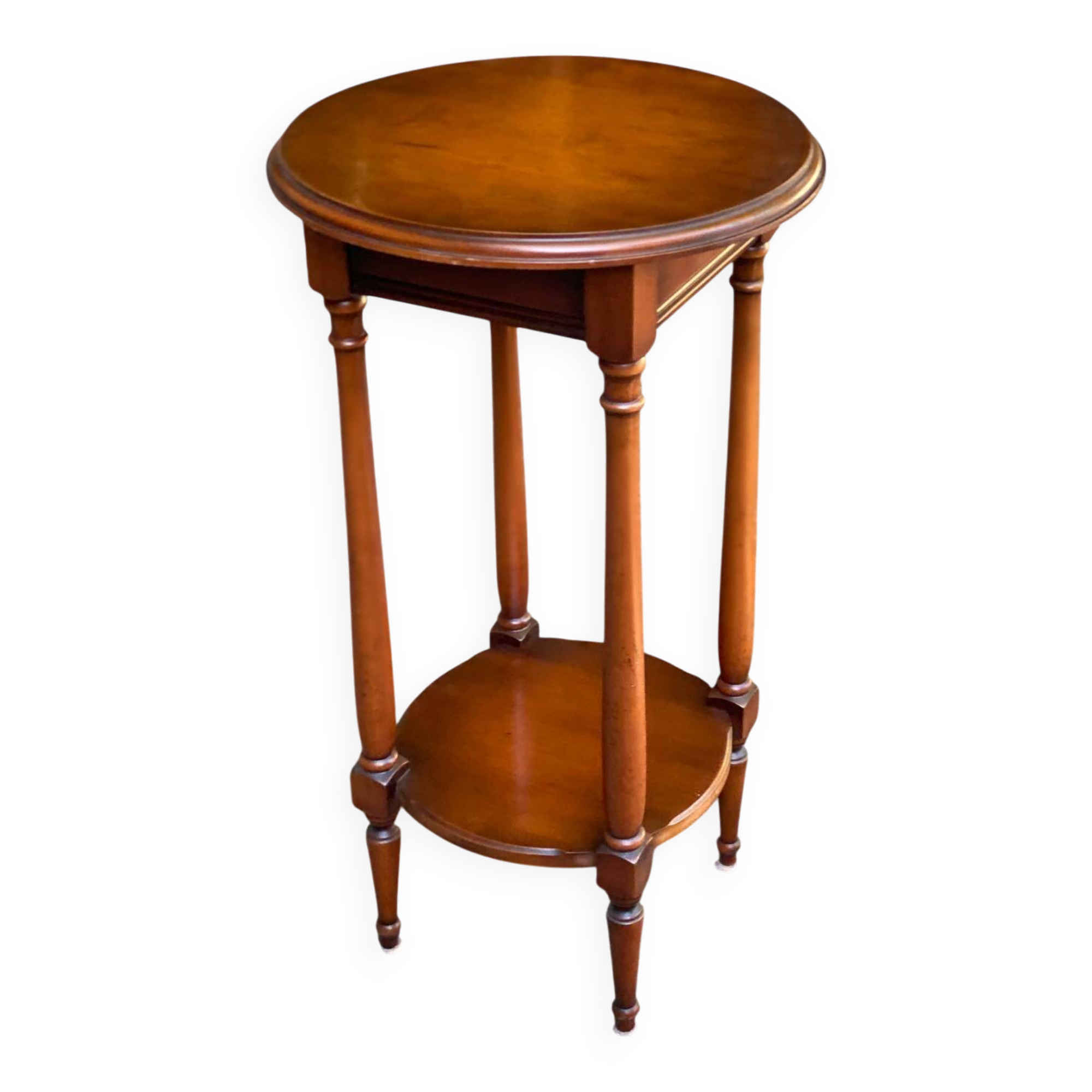 Vintage Louis XVI round solid wood side table 1970