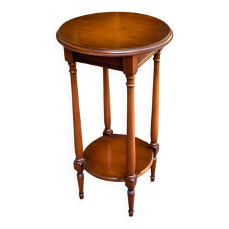 Sellette vintage ronde Louis XVI en bois massif 1970