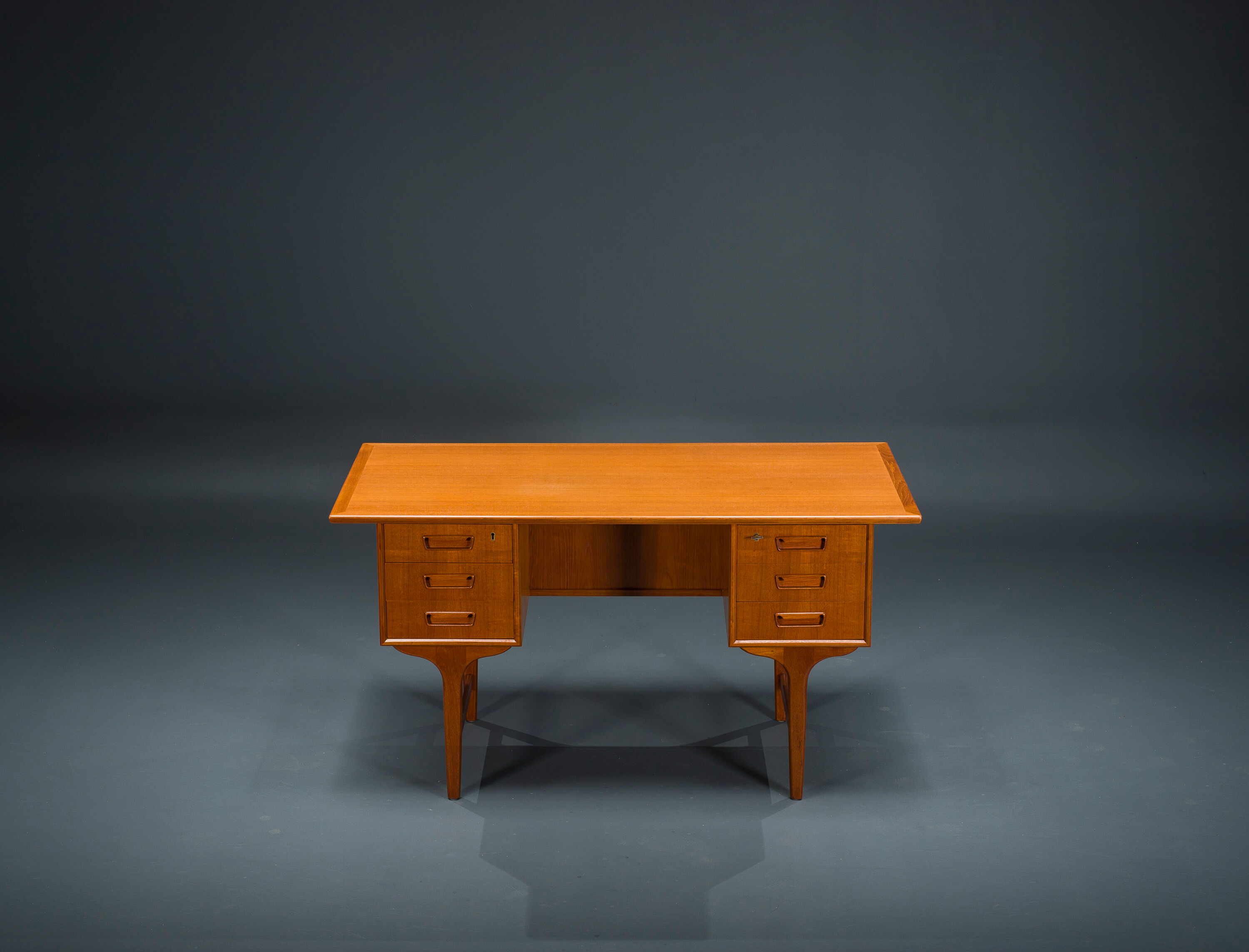 Danish teak desk by Gunnar Nielsen for Tibergaard 1960s