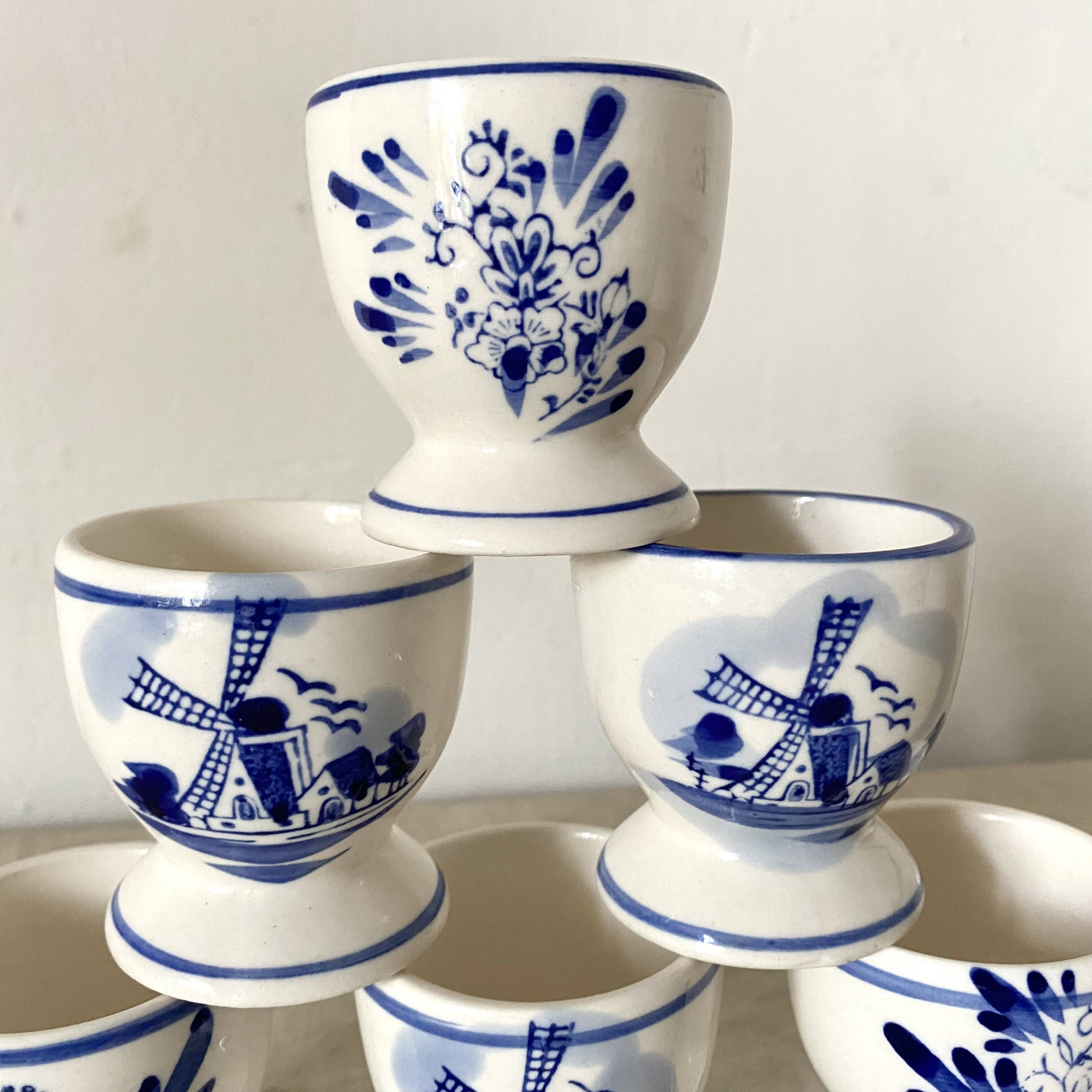 Hand painted earthenware egg cups