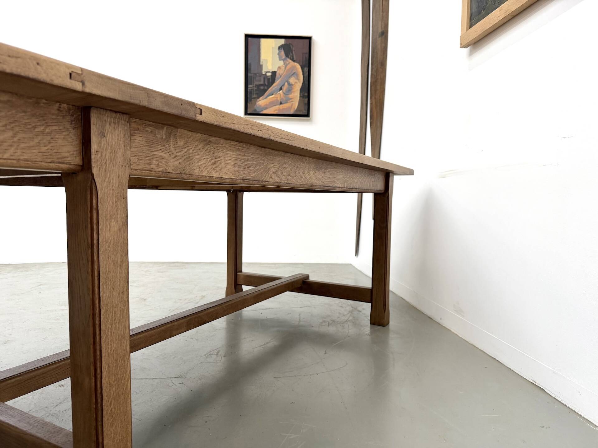 XXL farmhouse table in solid oak 350 cm - Reconstruction Style - 1950s