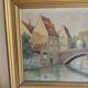 Oil on Canvas Landscape The Old Canals of Bruges - Signed Glossier