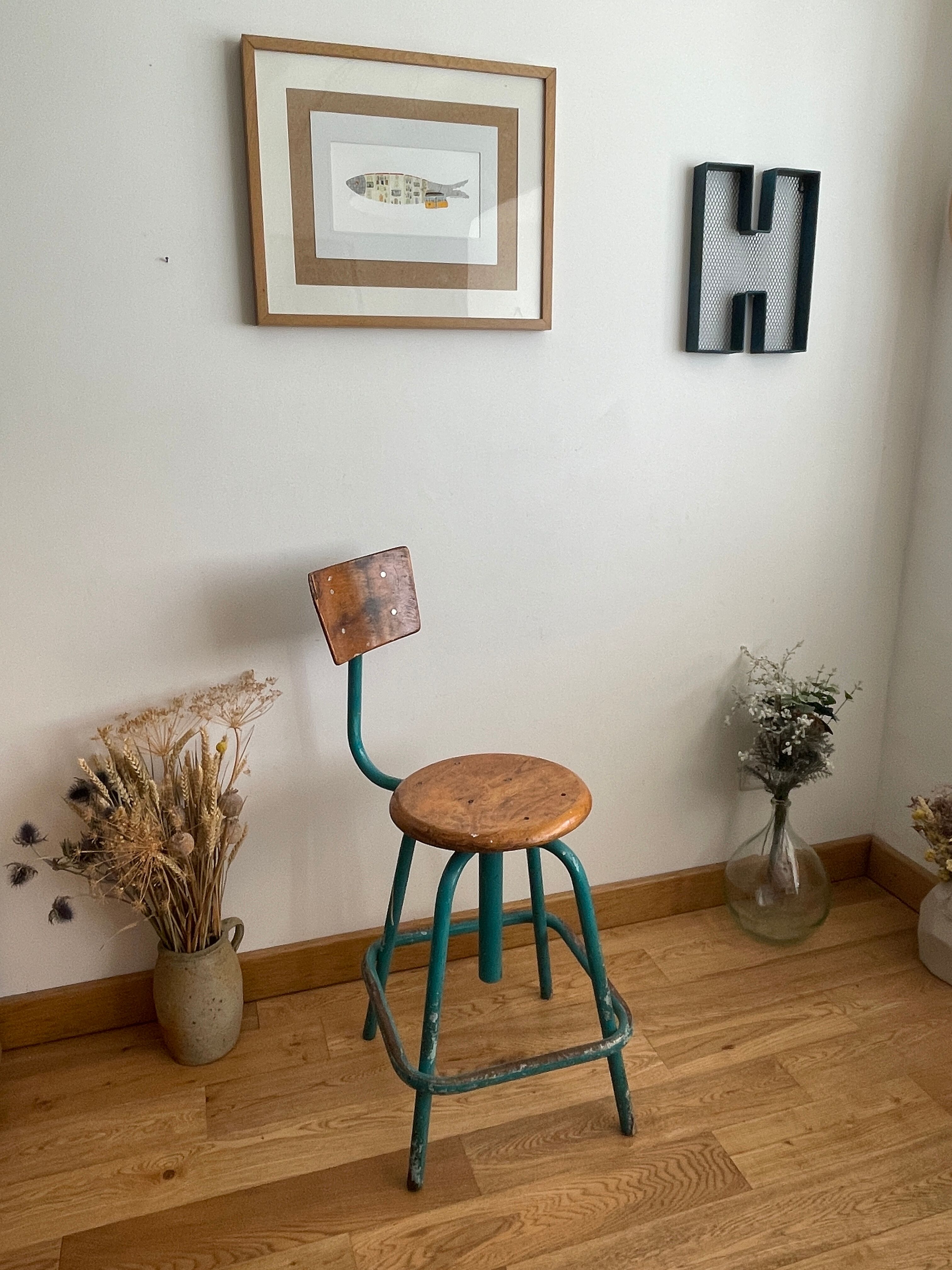 Swivel workshop high chair, vintage