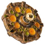 Sputnik wall lamp in brown and orange ceramic, Germany, 1970s.